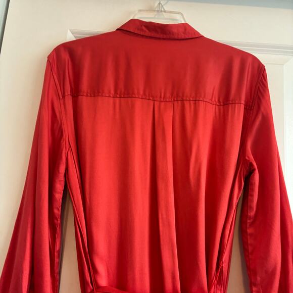 NWT Women’s Old Navy Tie Waist Button Up Shirt Dress Sz M Lava - Picture 5 of 16